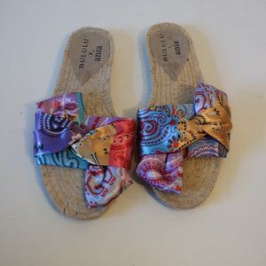 NWT Womens Bululu Pink Lavender Multi Bandana Satin Espadrille Sandal 39 US/9 *